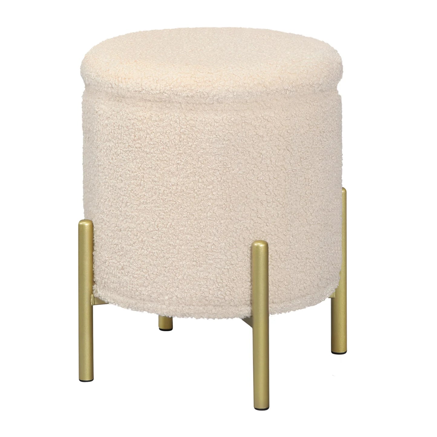 Round Folding Ottoman Stool with Storage – Upholstered Footrest & Seat for Home